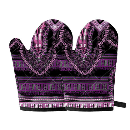 Purple And Black African Dashiki Print Oven Mitts