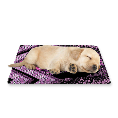 Purple And Black African Dashiki Print Pet Cooling Mat Cover