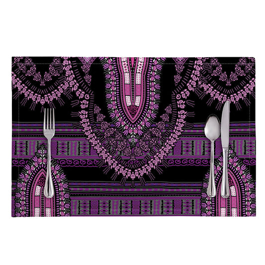 Purple And Black African Dashiki Print Placemat