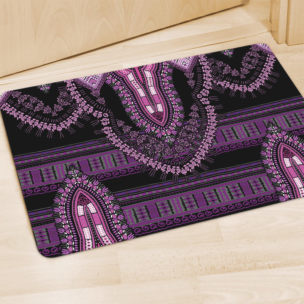 Purple And Black African Dashiki Print Polyester Doormat