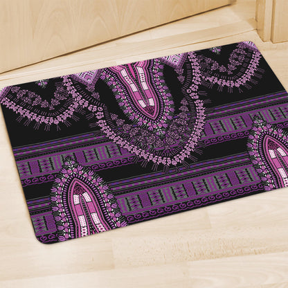 Purple And Black African Dashiki Print Polyester Doormat