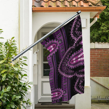 Purple And Black African Dashiki Print Polyester Flag