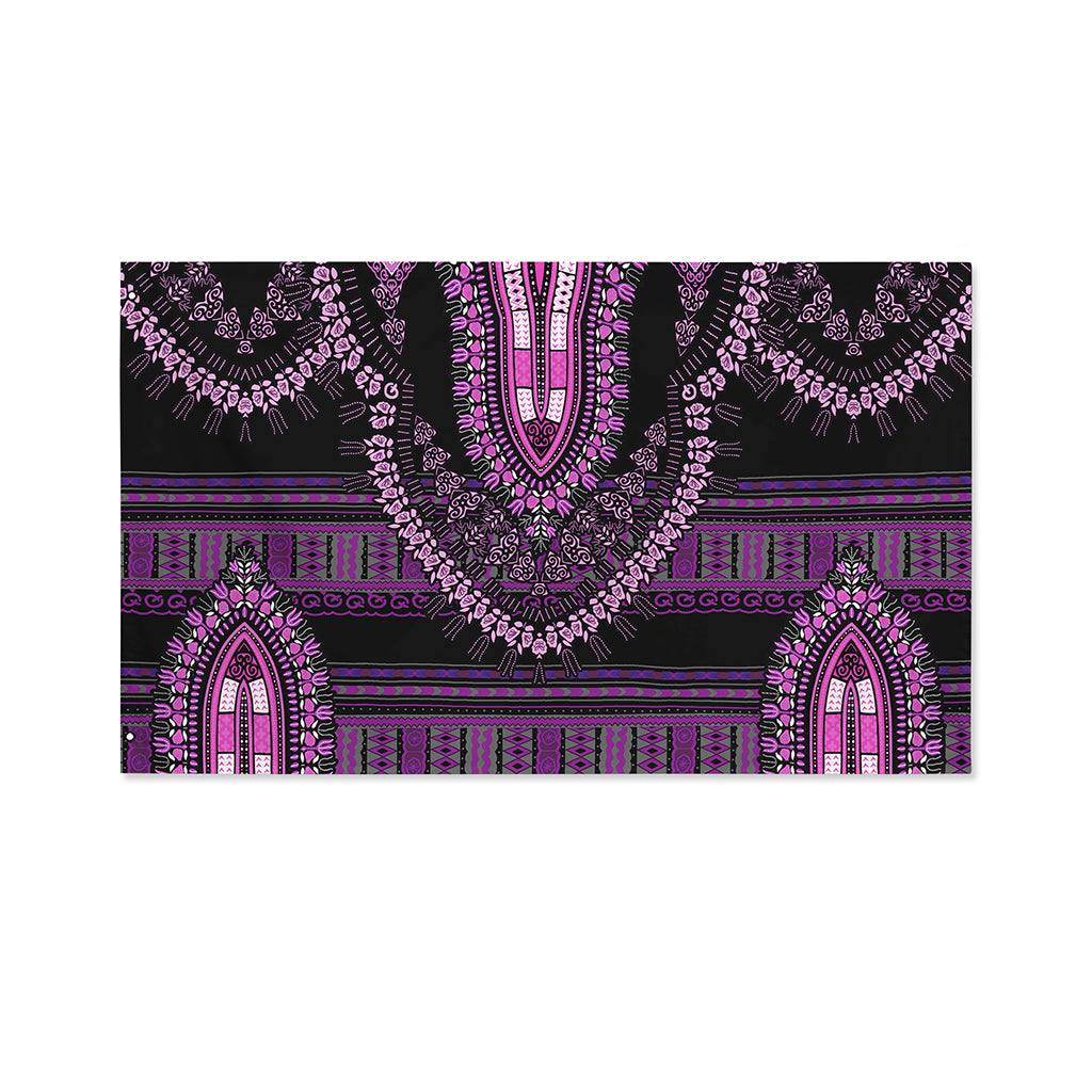 Purple And Black African Dashiki Print Polyester Flag