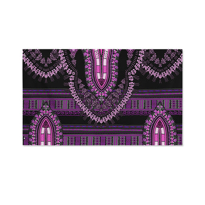 Purple And Black African Dashiki Print Polyester Flag