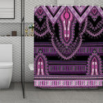 Purple And Black African Dashiki Print Polyester Shower Curtain