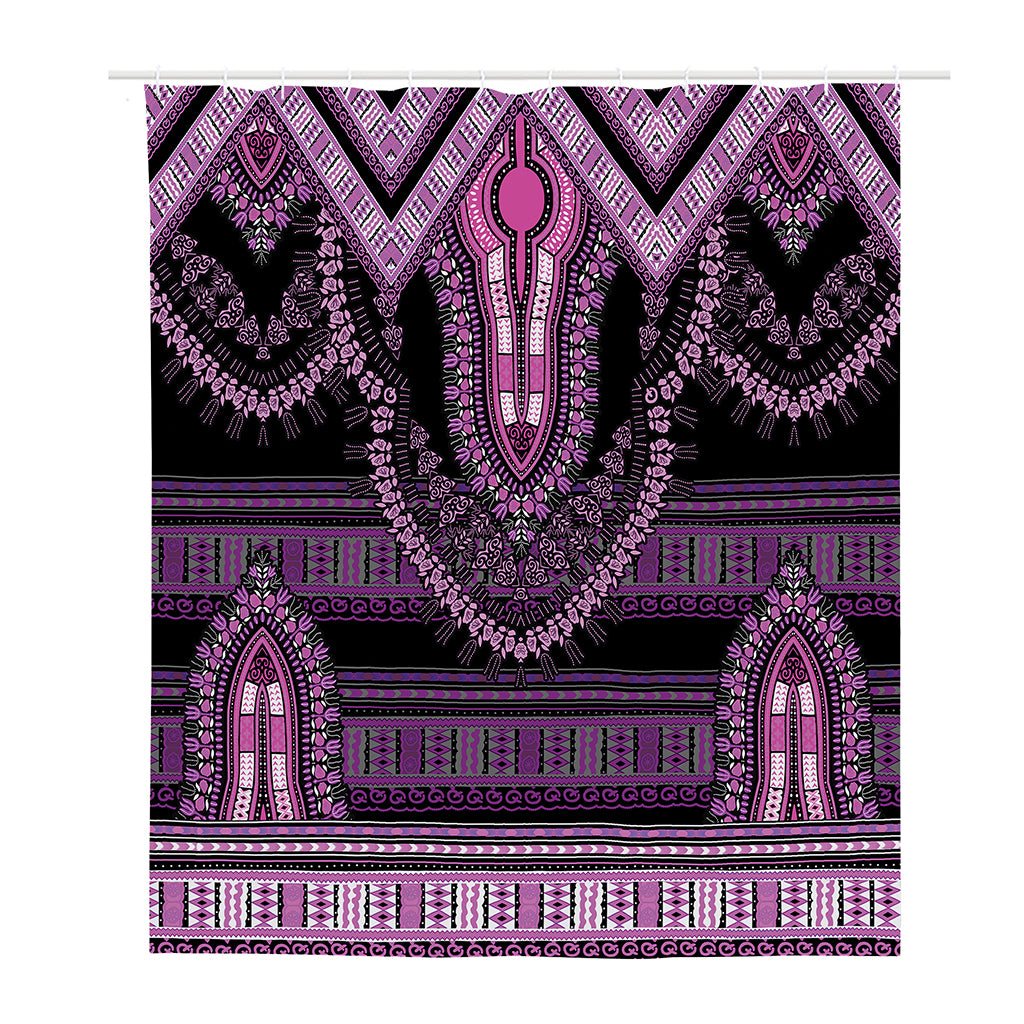 Purple And Black African Dashiki Print Polyester Shower Curtain