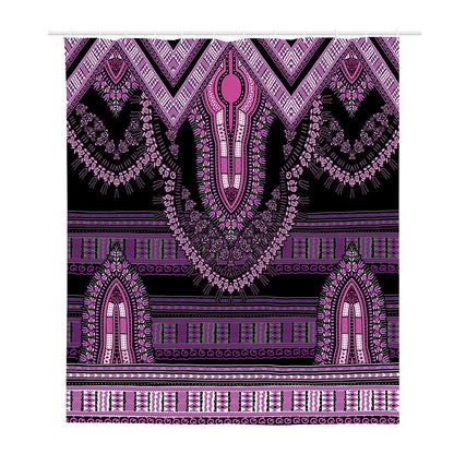Purple And Black African Dashiki Print Polyester Shower Curtain