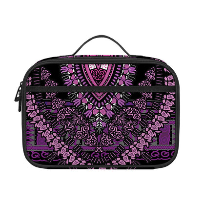 Purple And Black African Dashiki Print Portable Lunch Bag