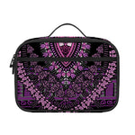 Purple And Black African Dashiki Print Portable Lunch Bag