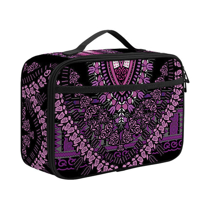 Purple And Black African Dashiki Print Portable Lunch Bag