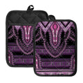Purple And Black African Dashiki Print Pot Holders With Pocket