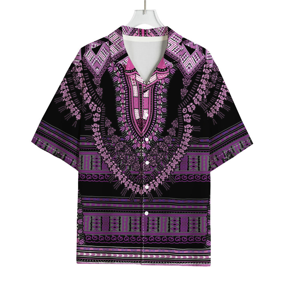 Purple And Black African Dashiki Print Rayon Hawaiian Shirt