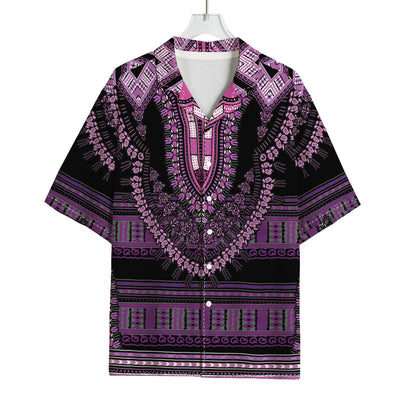 Purple And Black African Dashiki Print Rayon Hawaiian Shirt