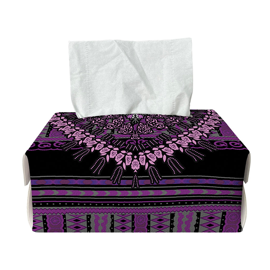 Purple And Black African Dashiki Print Rectangle Tissue Box Cover
