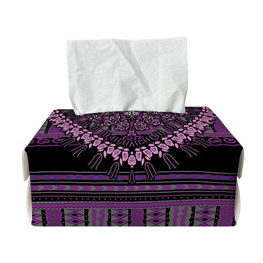 Purple And Black African Dashiki Print Rectangle Tissue Box Cover