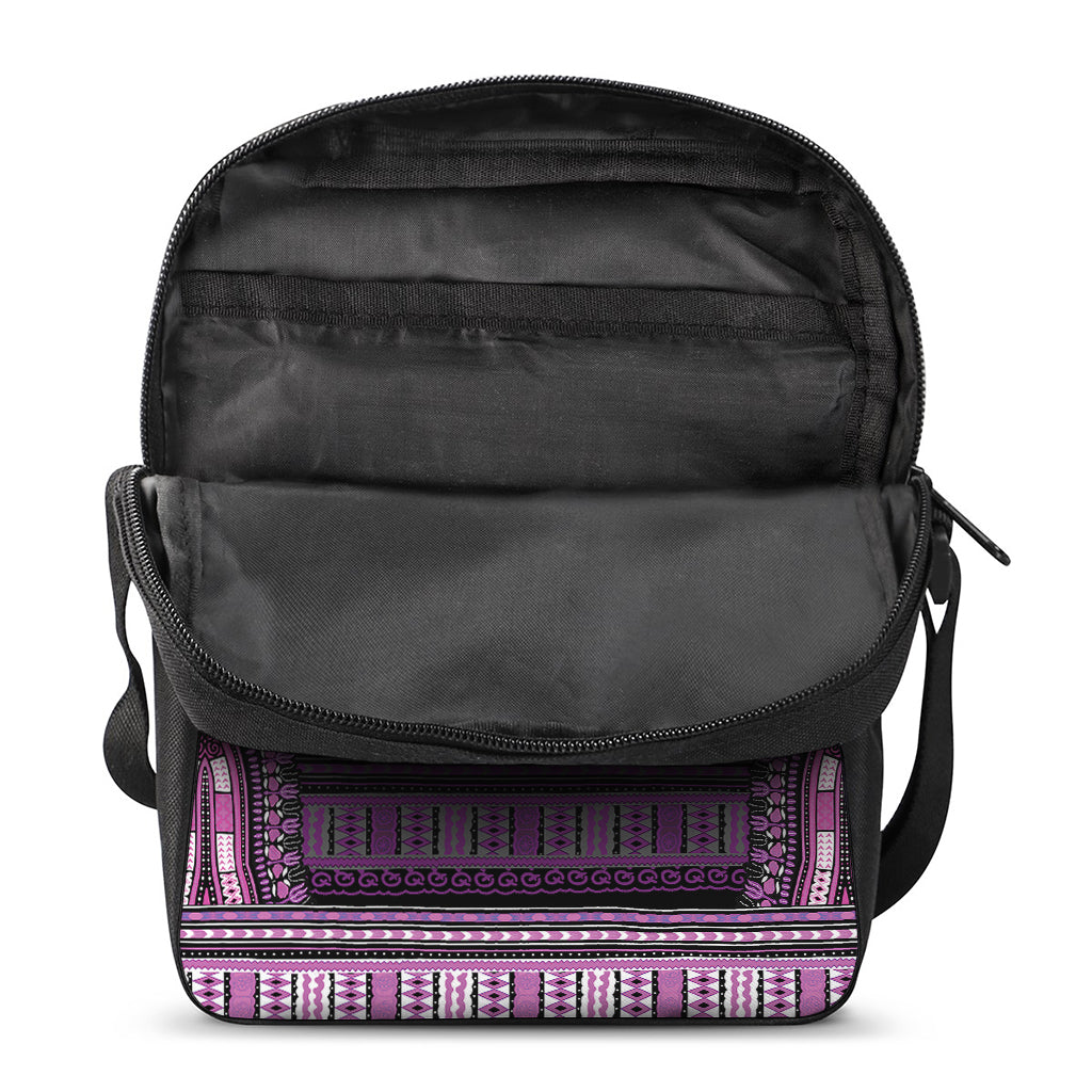 Purple And Black African Dashiki Print Rectangular Crossbody Bag