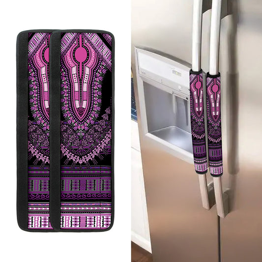 Purple And Black African Dashiki Print Refrigerator Handle Covers