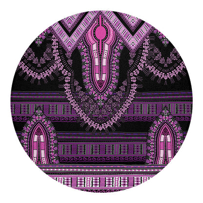 Purple And Black African Dashiki Print Round Blanket