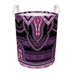 Purple And Black African Dashiki Print Round Laundry Basket