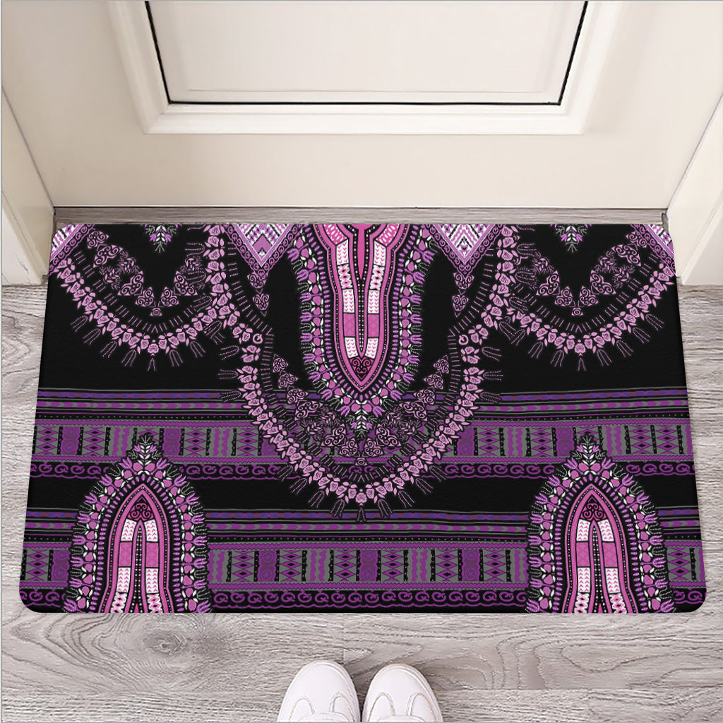 Purple And Black African Dashiki Print Rubber Doormat