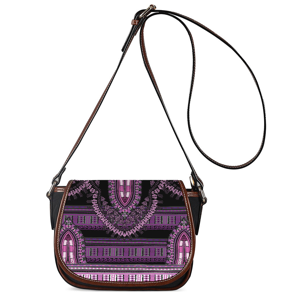 Purple And Black African Dashiki Print Saddle Bag