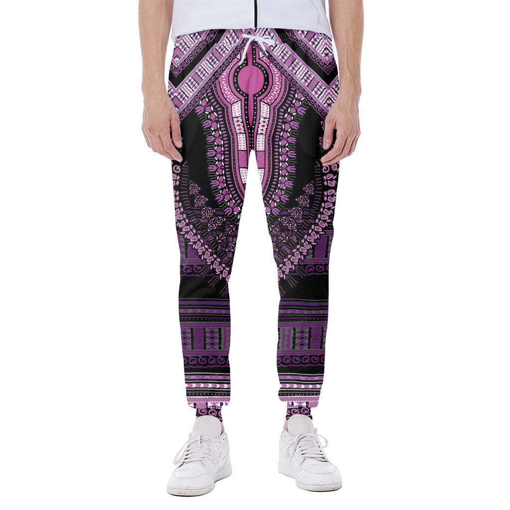Purple And Black African Dashiki Print Scuba Joggers