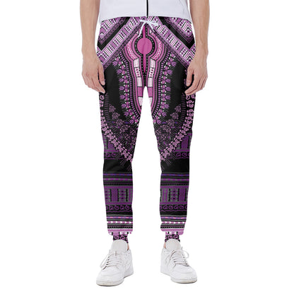 Purple And Black African Dashiki Print Scuba Joggers