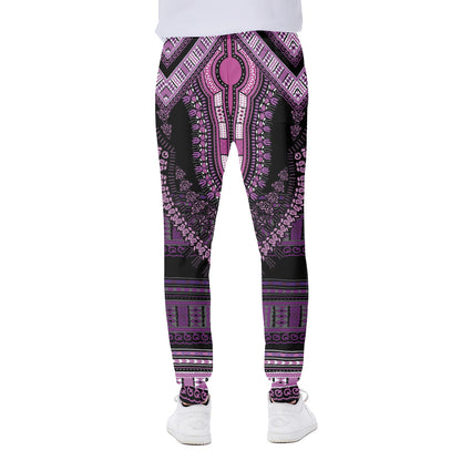 Purple And Black African Dashiki Print Scuba Joggers