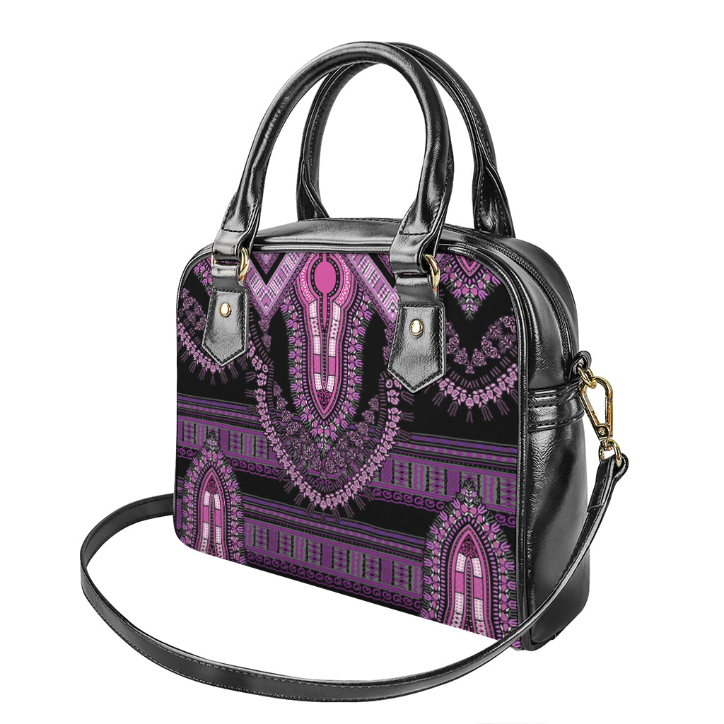 Purple And Black African Dashiki Print Shoulder Handbag