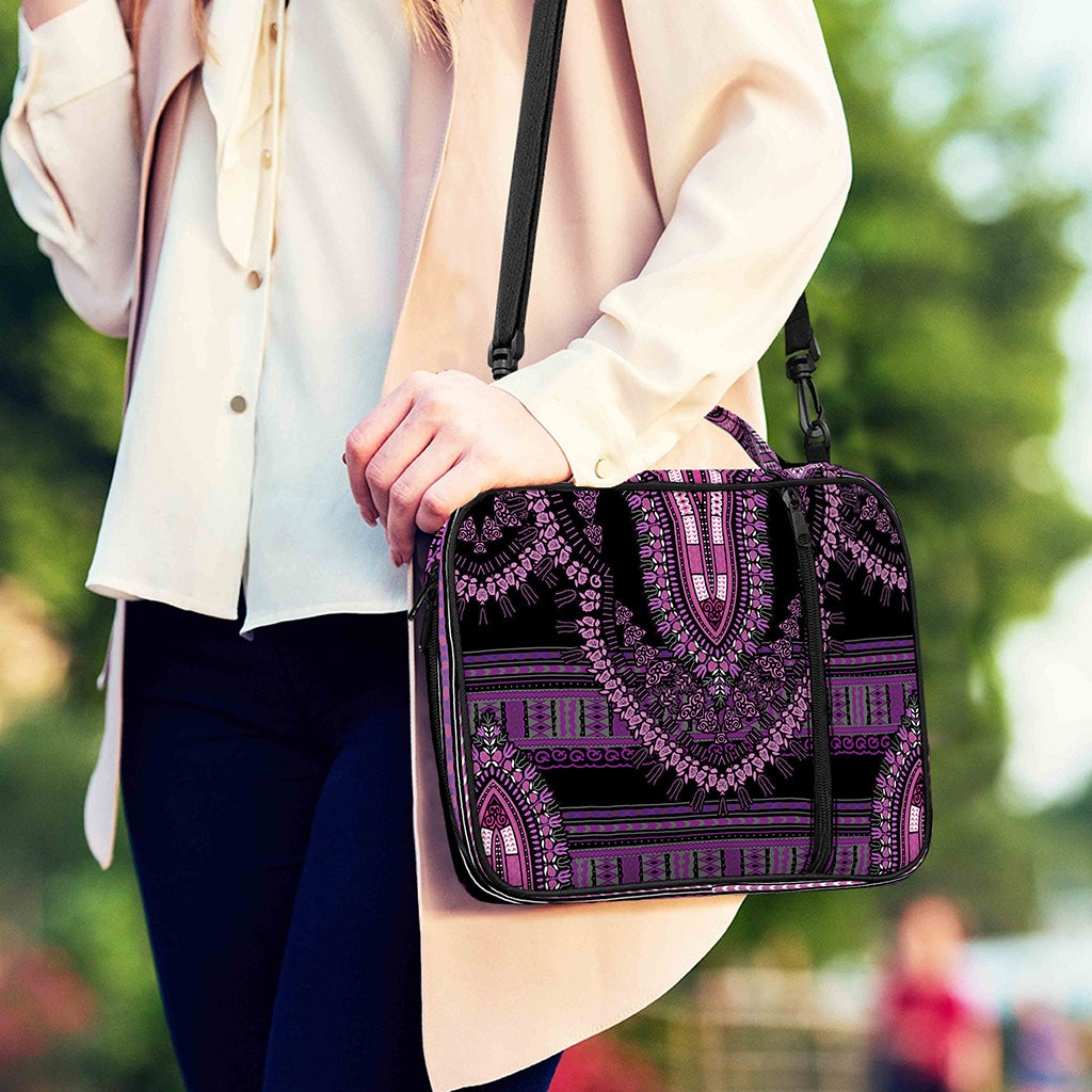 Purple And Black African Dashiki Print Shoulder Strap Bible Bag