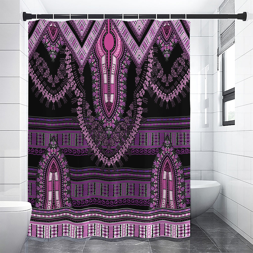 Purple And Black African Dashiki Print Shower Curtain