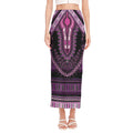 Purple And Black African Dashiki Print Side Slit Maxi Skirt