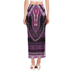 Purple And Black African Dashiki Print Side Slit Maxi Skirt