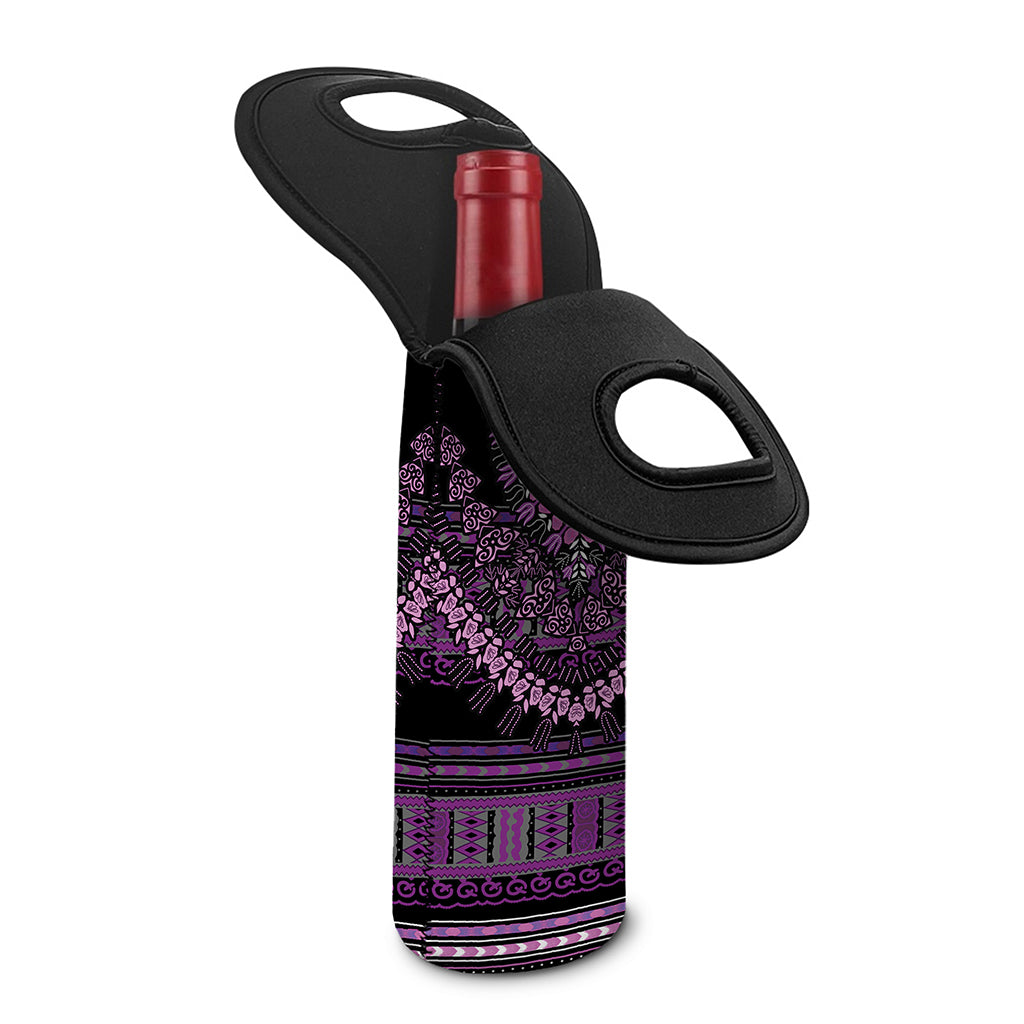 Purple And Black African Dashiki Print Single Neoprene Wine Tote