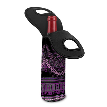Purple And Black African Dashiki Print Single Neoprene Wine Tote
