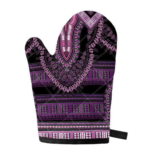 Purple And Black African Dashiki Print Single Oven Mitt