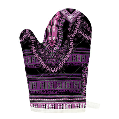 Purple And Black African Dashiki Print Single Oven Mitt