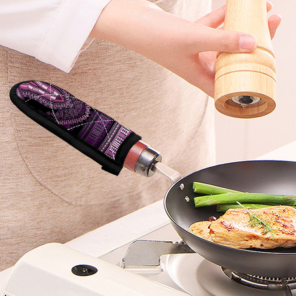 Purple And Black African Dashiki Print Skillet Handle Cover