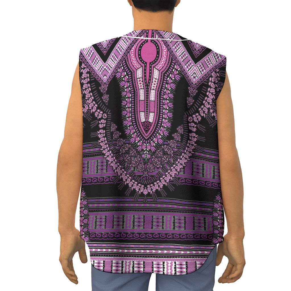 Purple And Black African Dashiki Print Sleeveless Baseball Jersey