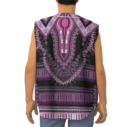 Purple And Black African Dashiki Print Sleeveless Baseball Jersey