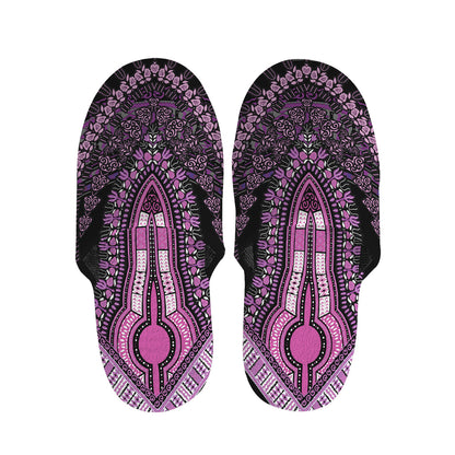 Purple And Black African Dashiki Print Slippers
