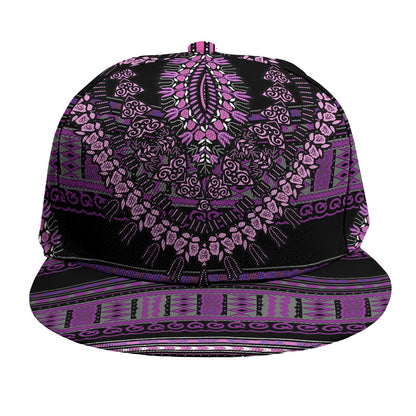 Purple And Black African Dashiki Print Snapback Cap