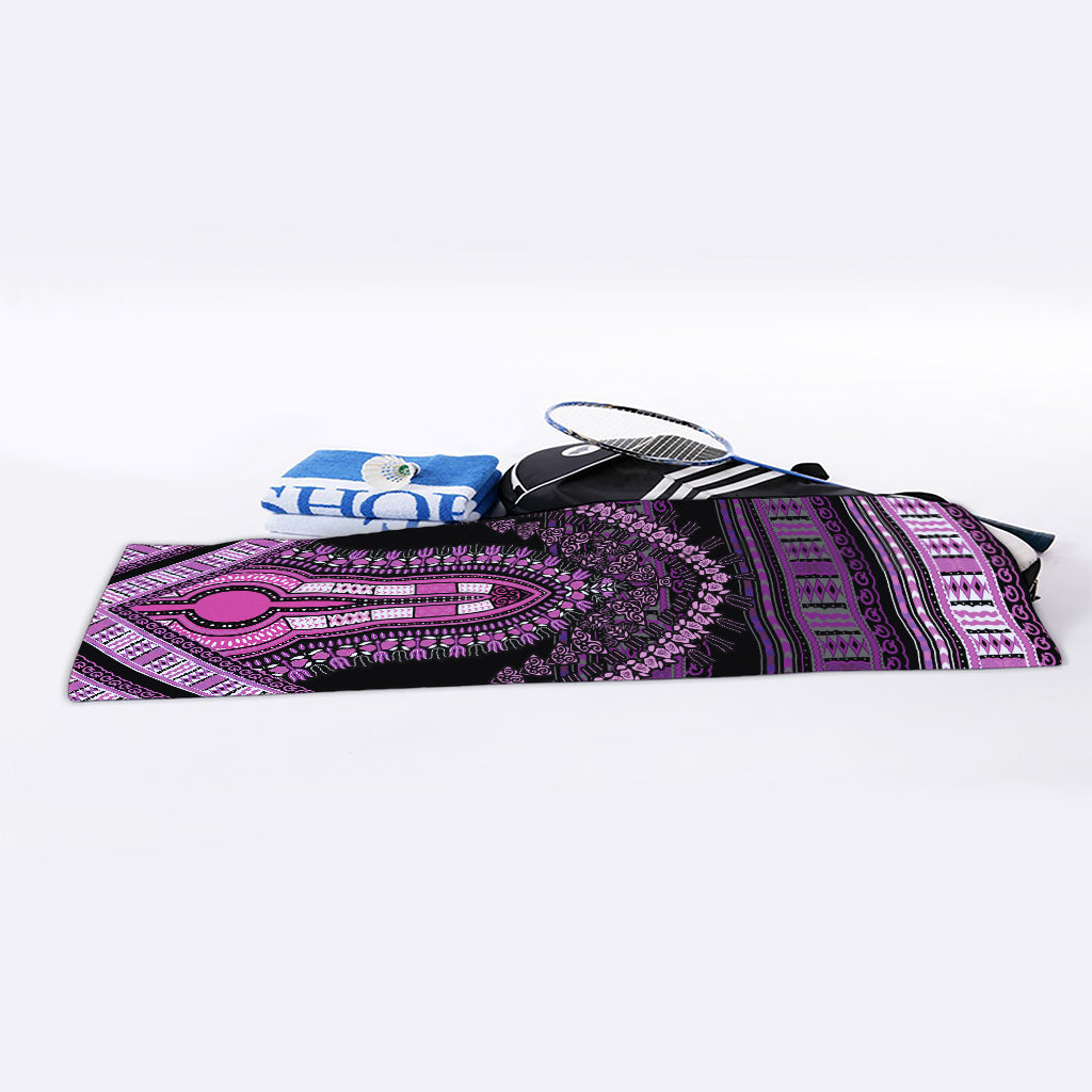 Purple And Black African Dashiki Print Sports Towel