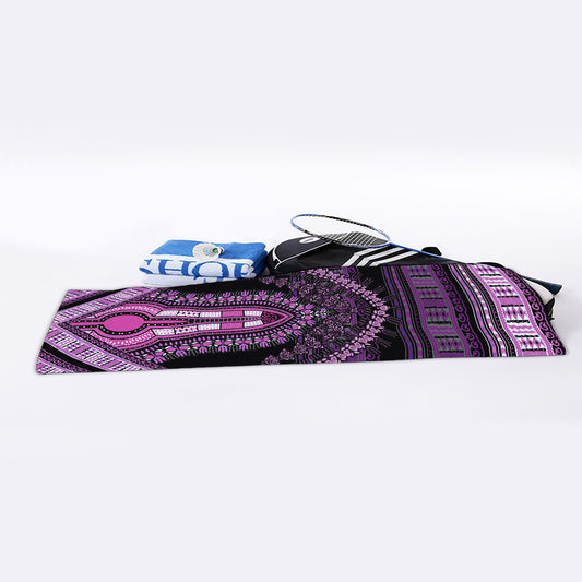 Purple And Black African Dashiki Print Sports Towel