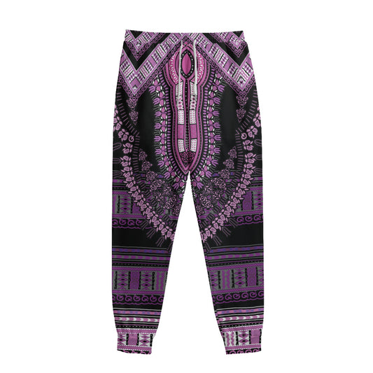 Purple And Black African Dashiki Print Sweatpants