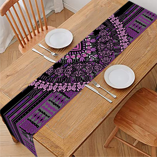 Purple And Black African Dashiki Print Table Runner