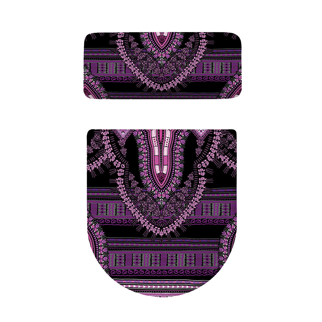 Purple And Black African Dashiki Print Toilet Lid And Tank Cover Set