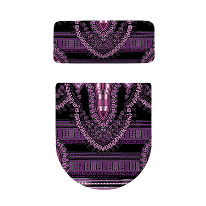 Purple And Black African Dashiki Print Toilet Lid And Tank Cover Set