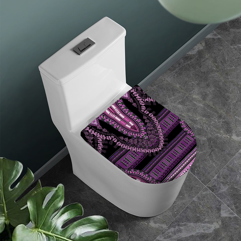 Purple And Black African Dashiki Print Toilet Lid Cover
