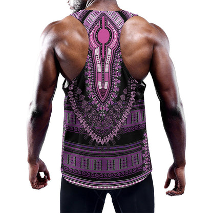 Purple And Black African Dashiki Print Training Tank Top